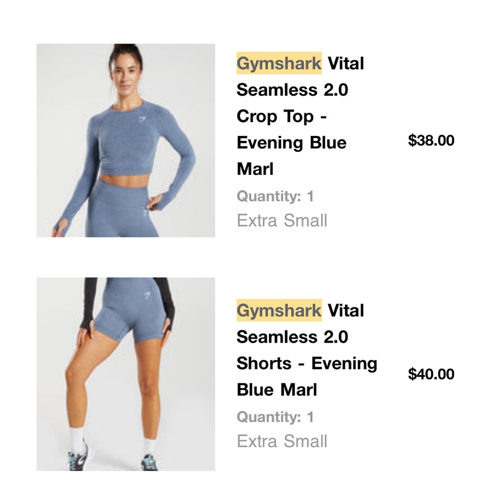 Gymshark Blue Workout Set